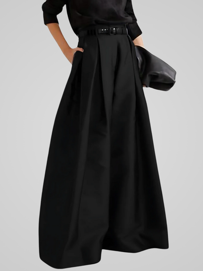 Sorella Black Maxi Skirt-Pants | High Waist, A-Line Fit, Breathable Fabric 0
