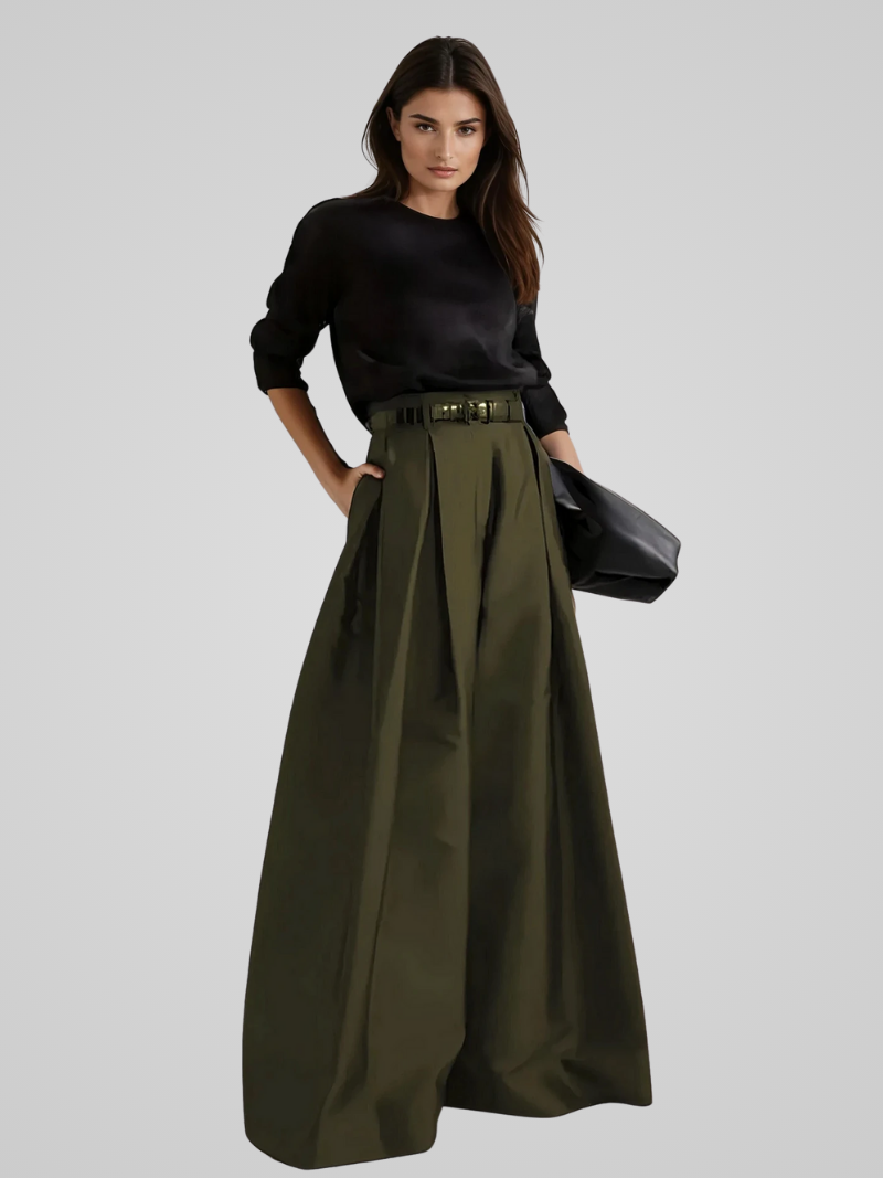 Sorella Black Maxi Skirt-Pants | High Waist, A-Line Fit, Breathable Fabric 2