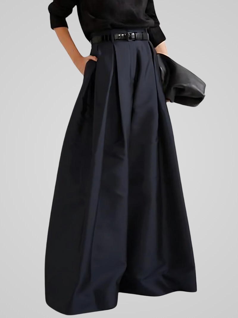 Sorella Black Maxi Skirt-Pants | High Waist, A-Line Fit, Breathable Fabric 5