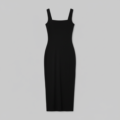 Square Neck Shapewear Midi Dress | Women's Body Shaping Dress