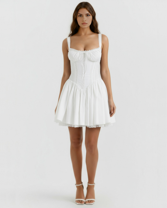 Luna Women's Dress | Sweetheart Neckline, Lace-Up Back