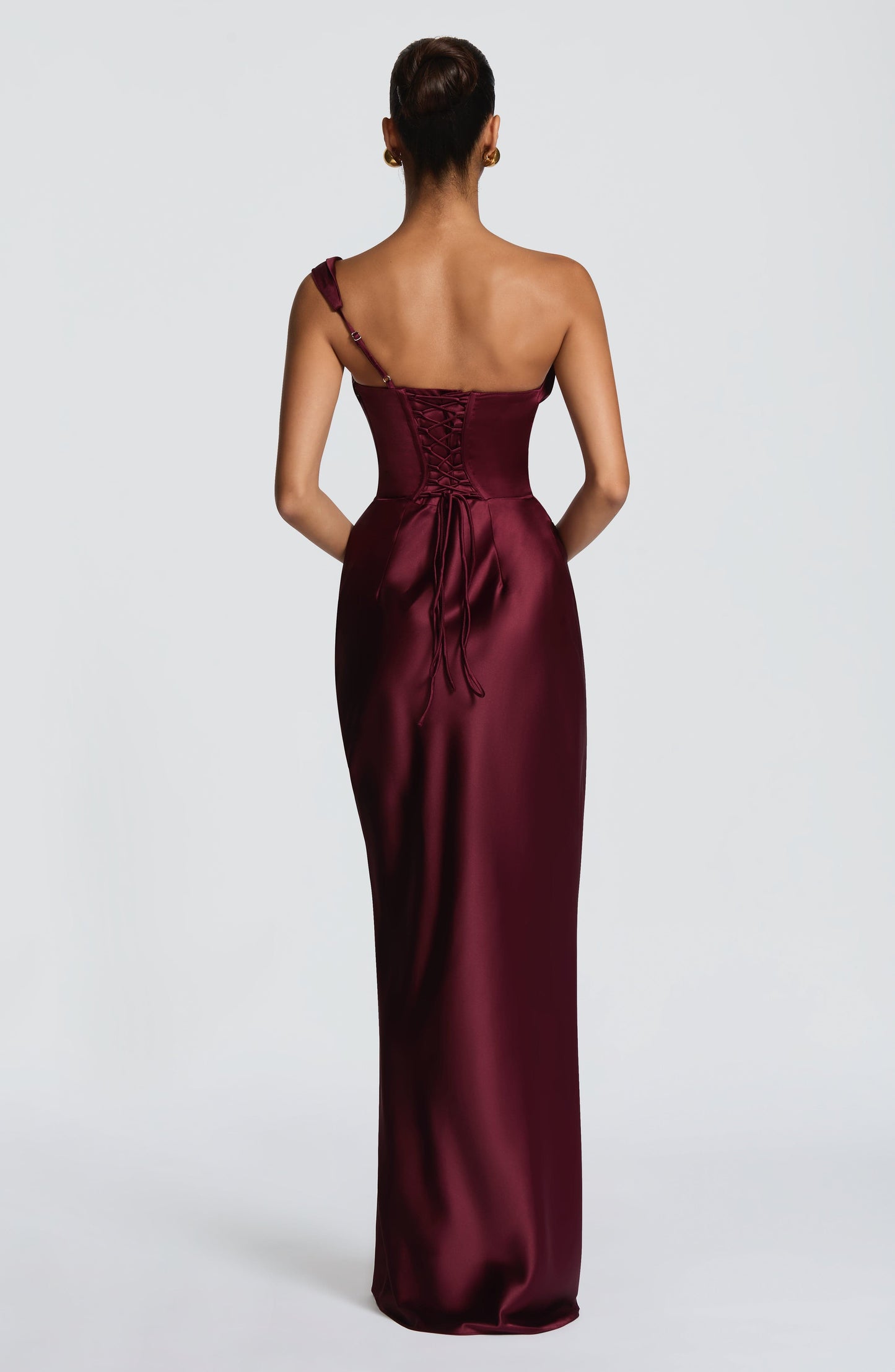 Talia Maxi Dress | Elegant One-Shoulder, Non-Stretch Satin Long Dress for Women 2