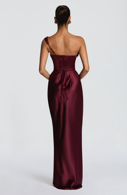 Talia Maxi Dress | Elegant One-Shoulder, Non-Stretch Satin Long Dress for Women 2