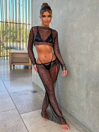 Talia Women's Outfit | Mesh Crop Top & Maxi Skirt for Parties 3