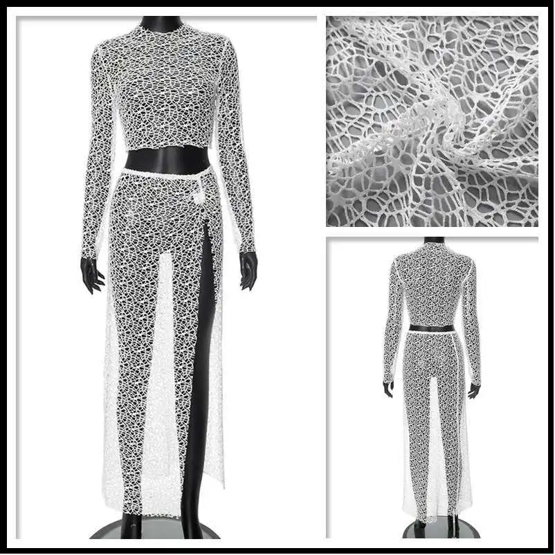 Talia Women's Outfit | Mesh Crop Top & Maxi Skirt for Parties 4