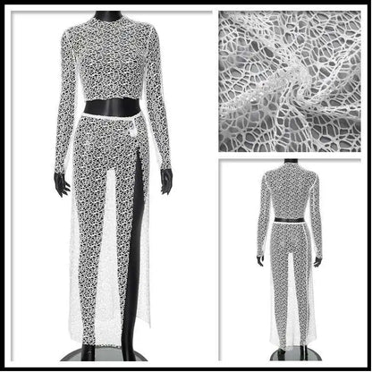 Talia Women's Outfit | Mesh Crop Top & Maxi Skirt for Parties 4
