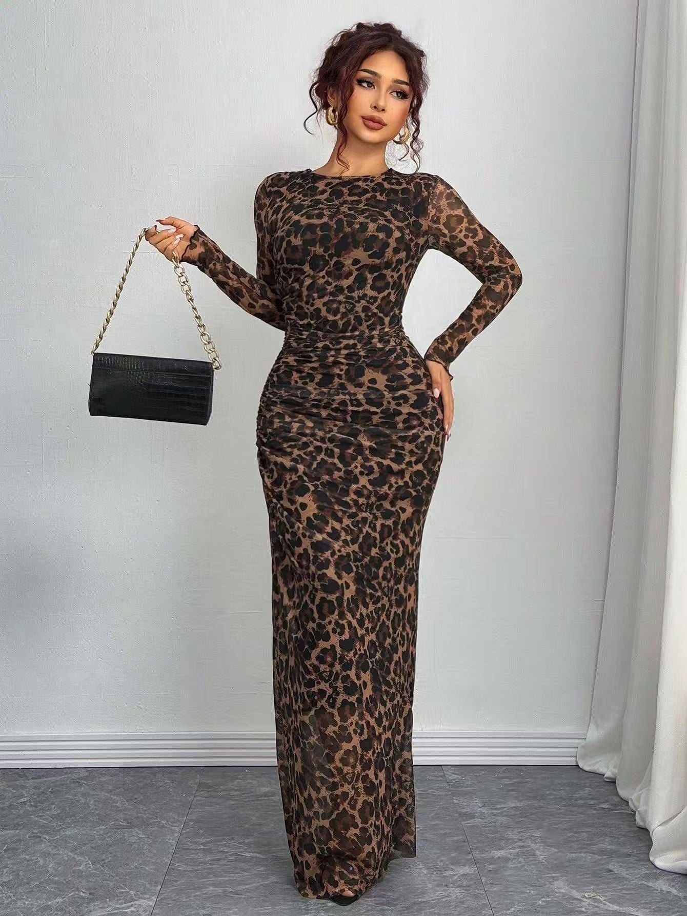Toria Maxi Dress | Printed Bodycon, Long Sleeve 11