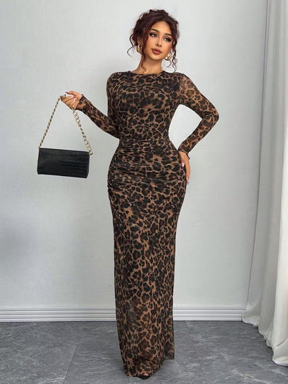 Toria Maxi Dress | Printed Bodycon, Long Sleeve 11