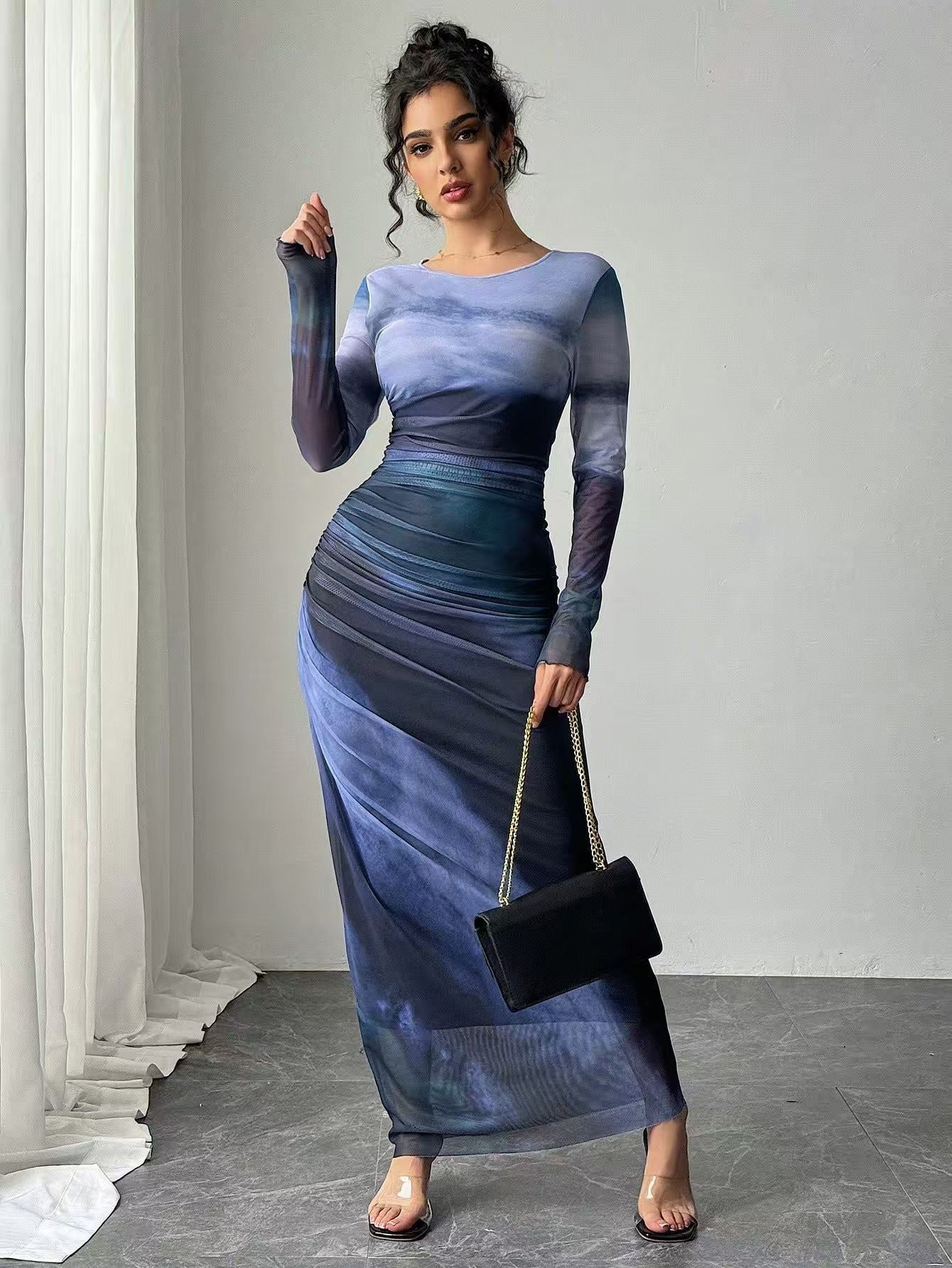 Toria Maxi Dress | Printed Bodycon, Long Sleeve 6
