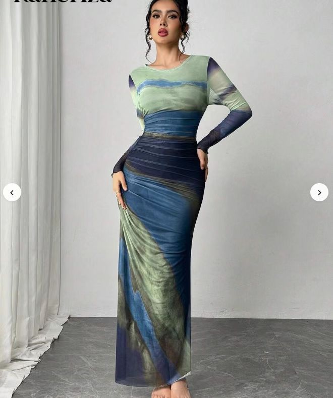 Toria Maxi Dress | Printed Bodycon, Long Sleeve 8