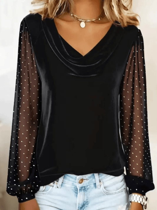 Vela Sequin Top | Soft Polyester, Turtleneck Blouse for Women 0