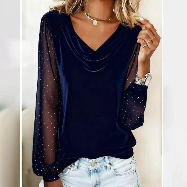 Vela Sequin Top | Soft Polyester, Turtleneck Blouse for Women 1
