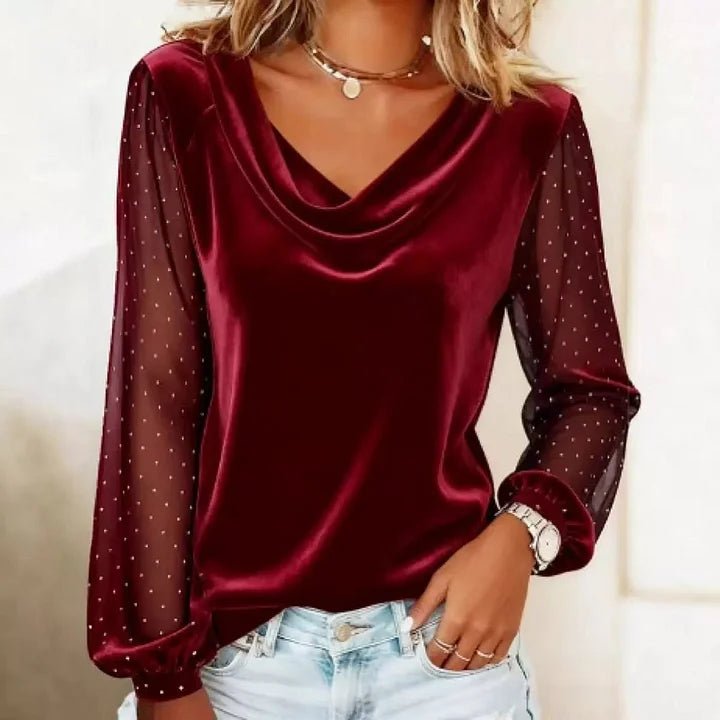 Vela Sequin Top | Soft Polyester, Turtleneck Blouse for Women 2