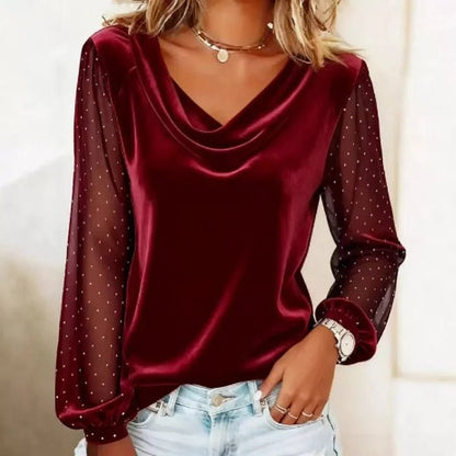 Vela Sequin Top | Soft Polyester, Turtleneck Blouse for Women 2