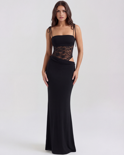 Vera Black Maxi Dress | Lace Bodice, Adjustable Straps, Body-Contouring 1