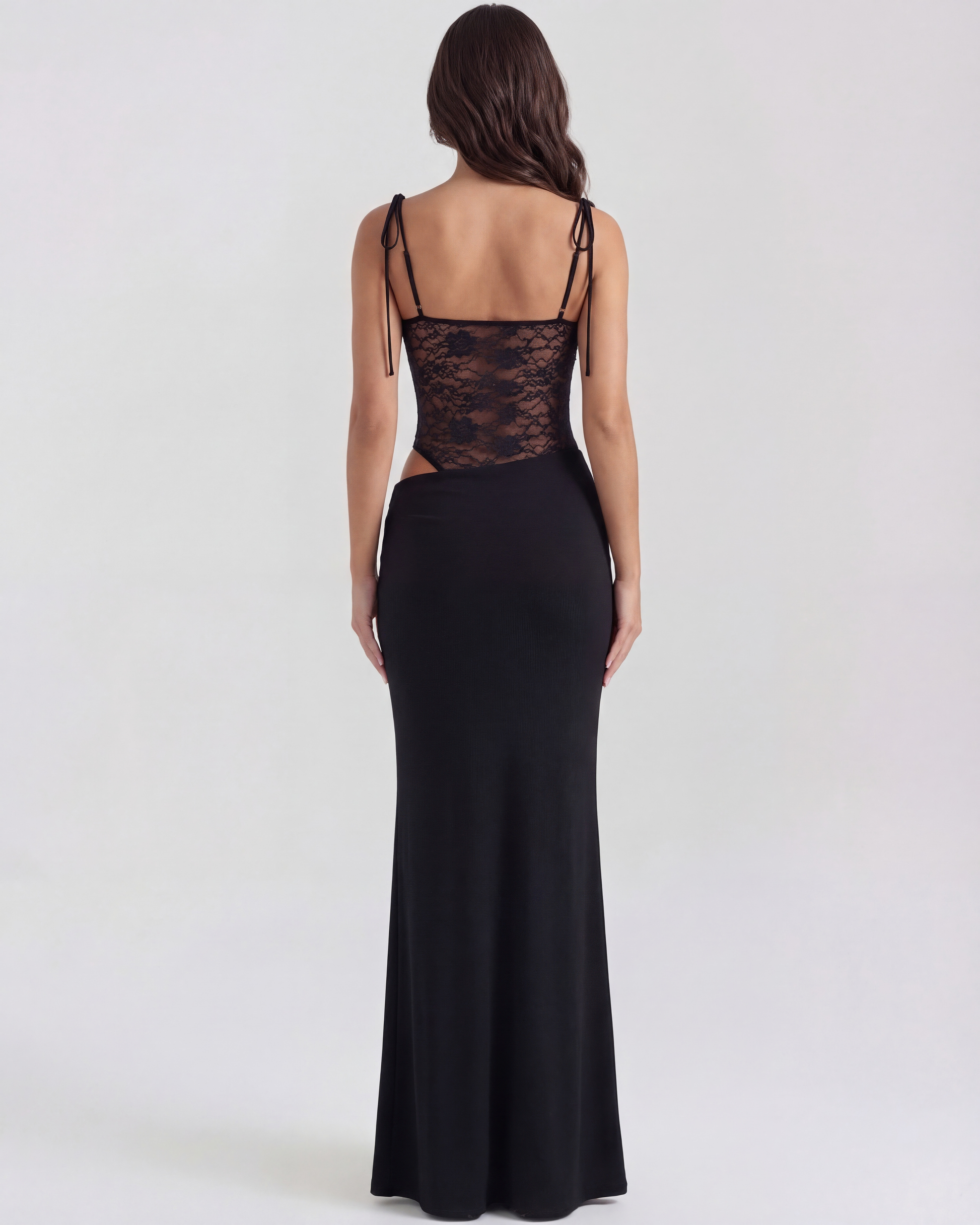 Vera Black Maxi Dress | Lace Bodice, Adjustable Straps, Body-Contouring 5
