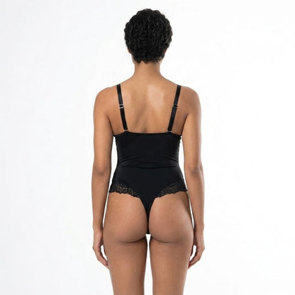 Vera Lace Bodysuit | V-Neck, Black Shapewear
