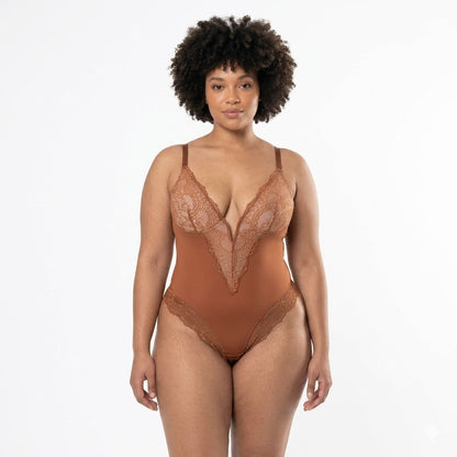 Vera Lace Bodysuit | V-Neck, Black Shapewear