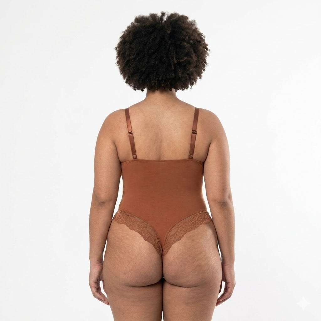 Vera Lace Bodysuit | V-Neck, Black Shapewear