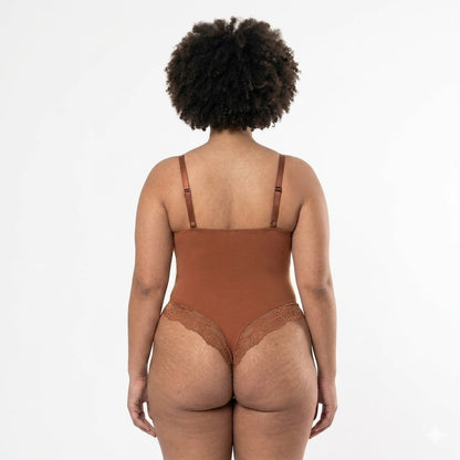 Vera Lace Bodysuit | V-Neck, Black Shapewear