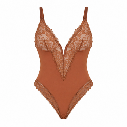 Vera Lace Bodysuit | V-Neck, Black Shapewear