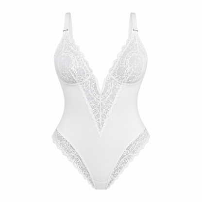 Vera Lace Bodysuit | V-Neck, Black Shapewear