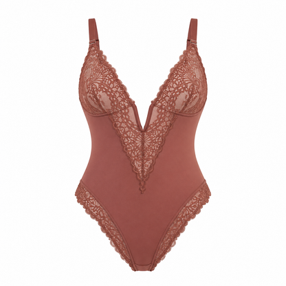 Vera Lace Bodysuit | V-Neck, Black Shapewear