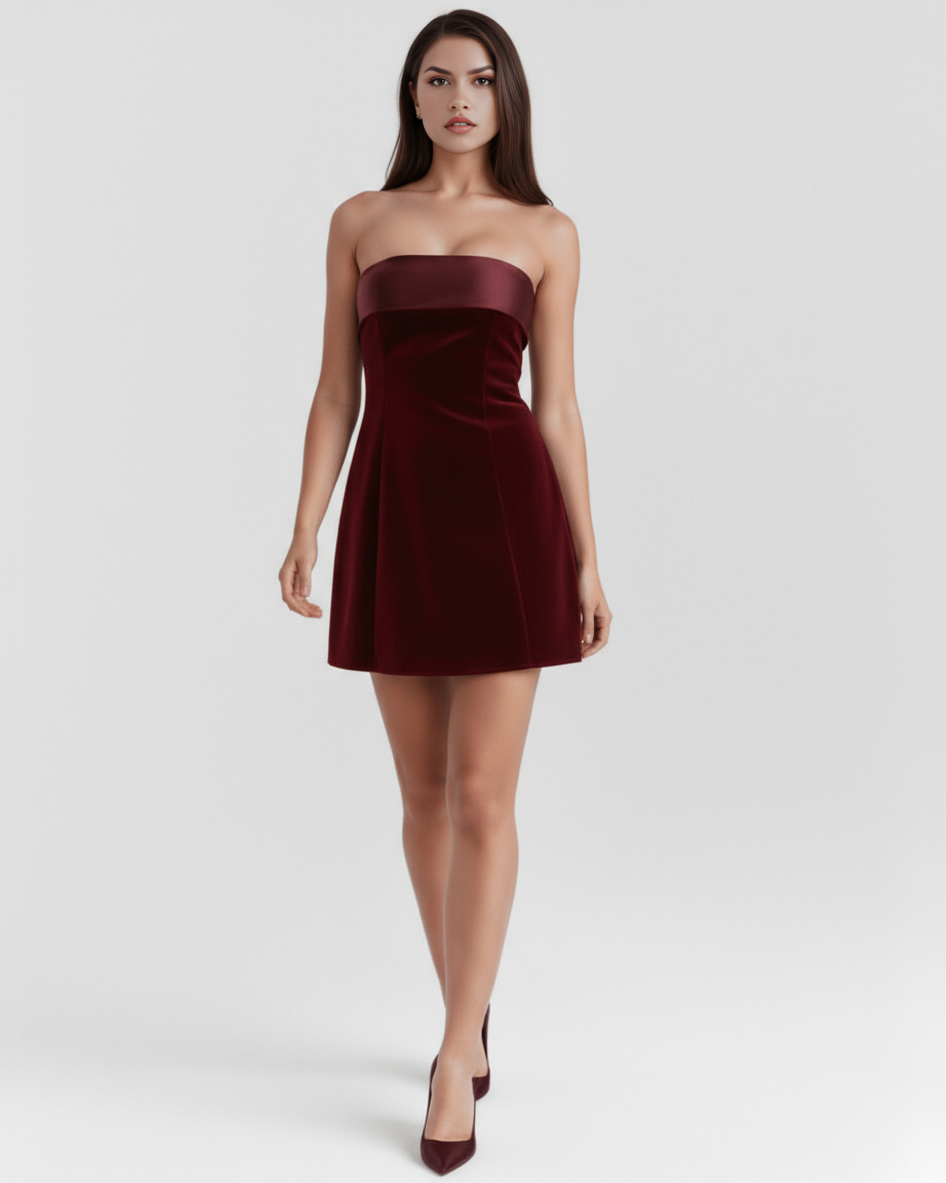 Vera Mini Dress | Velvet-Feel, Strapless Cocktail Dress 1