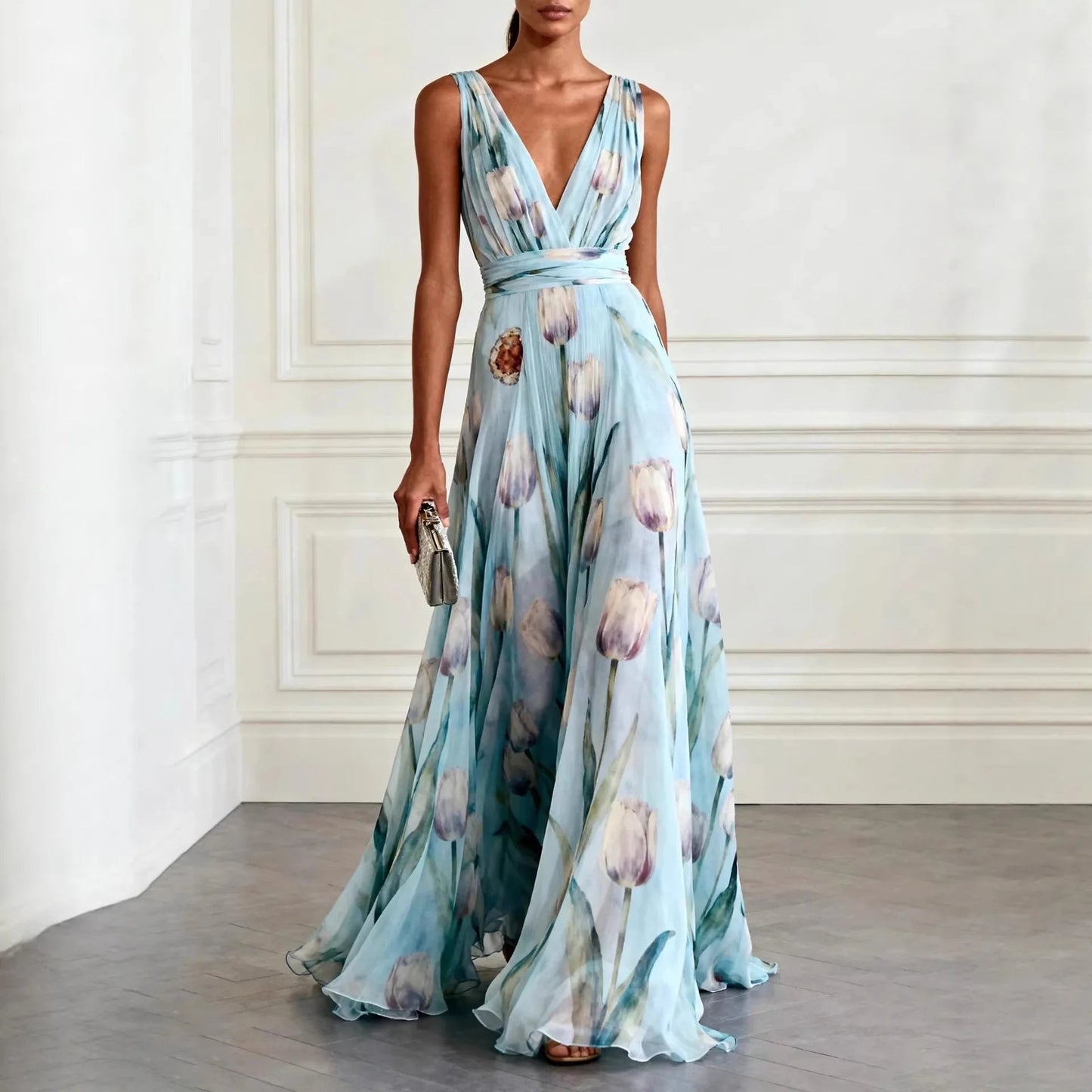 Vera Tulip Dress | Elegant Chiffon Wedding Guest Attire 0