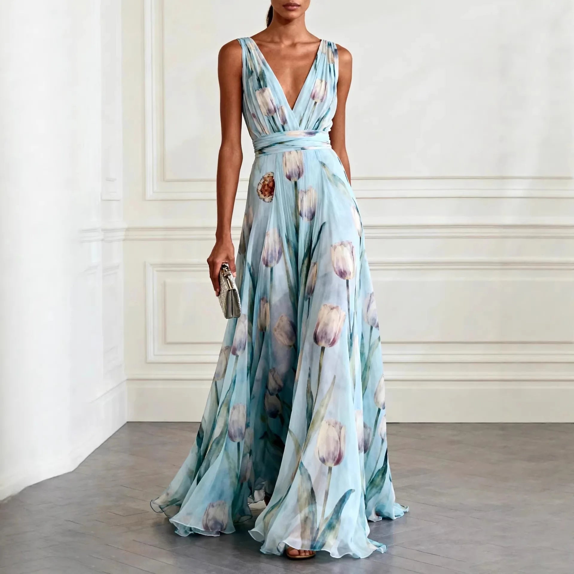 Vera Tulip Dress | Elegant Chiffon Wedding Guest Attire 0