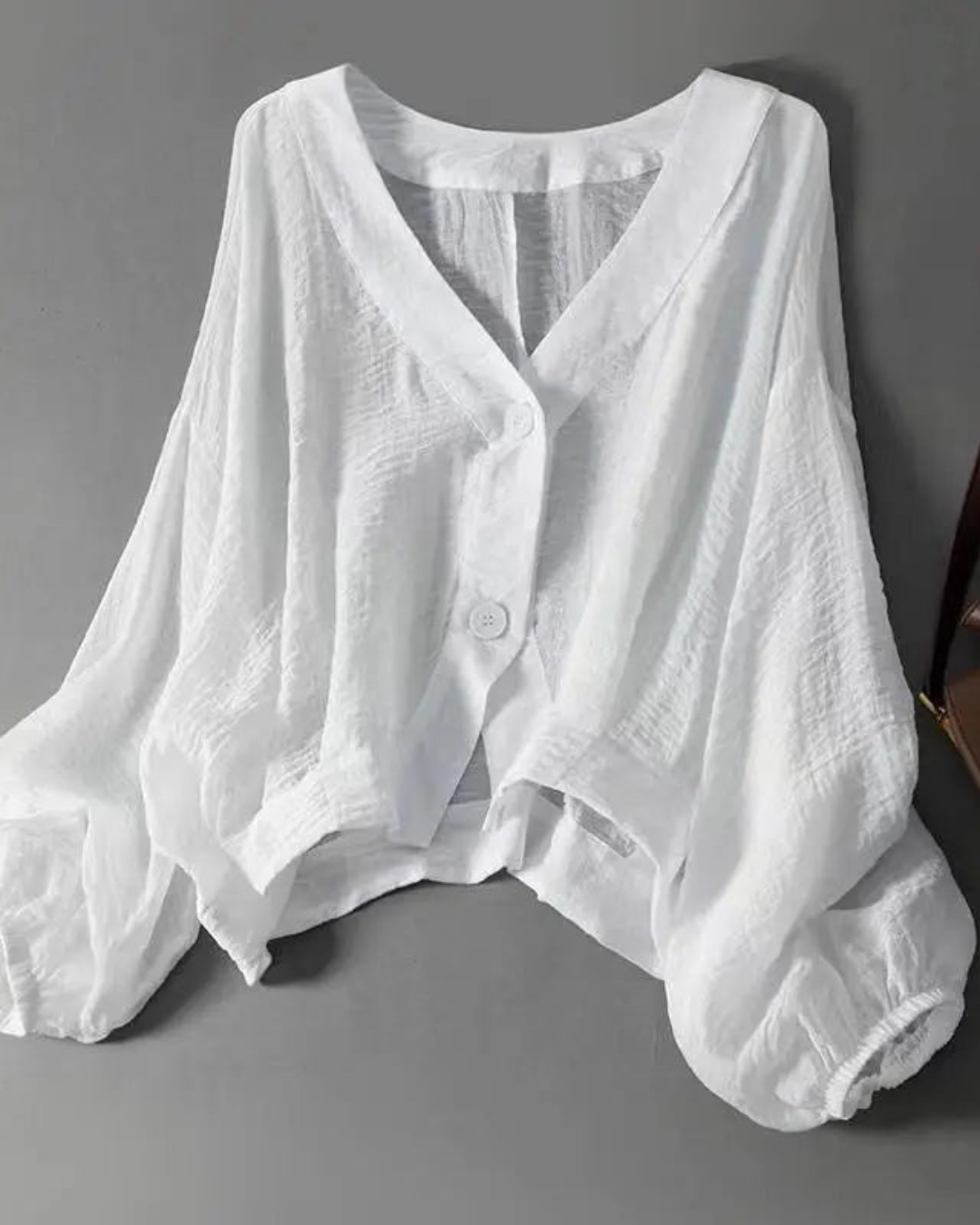 Elysia Summer Blouse | Cotton-Linen Blend, Batwing Sleeves