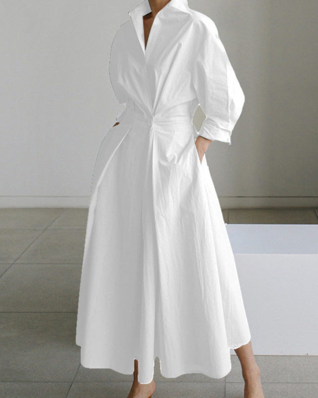 Sofia Maxi Dress | Elegant Front Wrap, Collared Design
