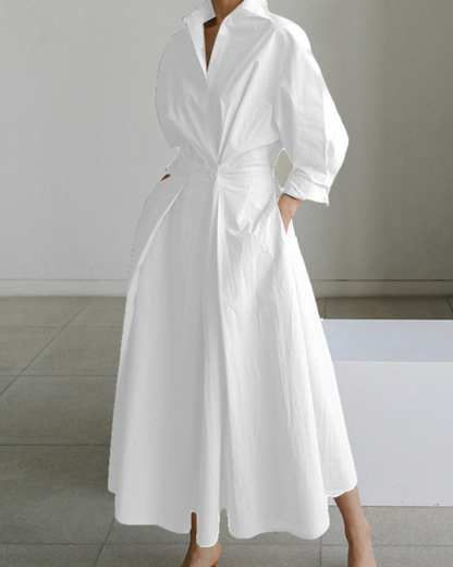 Sofia Maxi Dress | Elegant Front Wrap, Collared Design