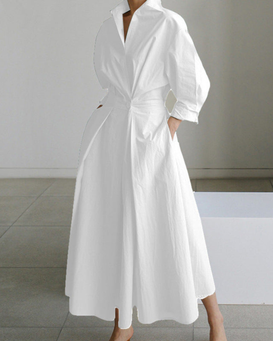 Sofia Maxi Dress | Elegant Front Wrap, Collared Design