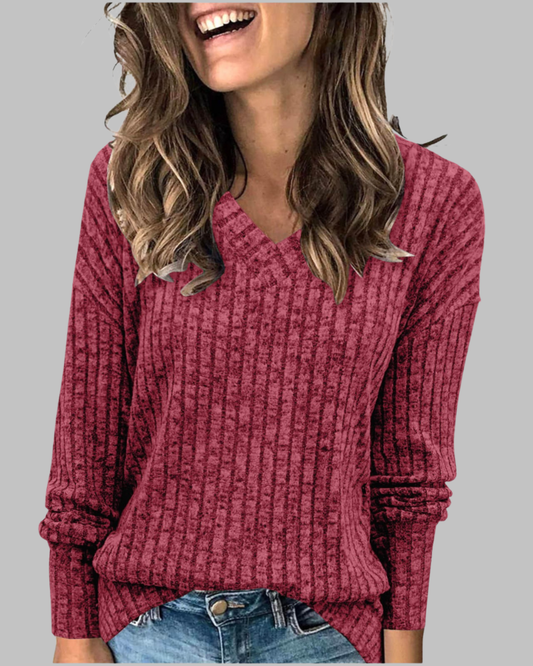 Dara Long Sleeve Top | V-Neck, Relaxed Fit