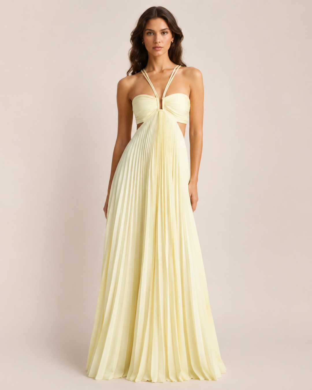 Luna A-line Dress | Light Yellow Spaghetti Strap