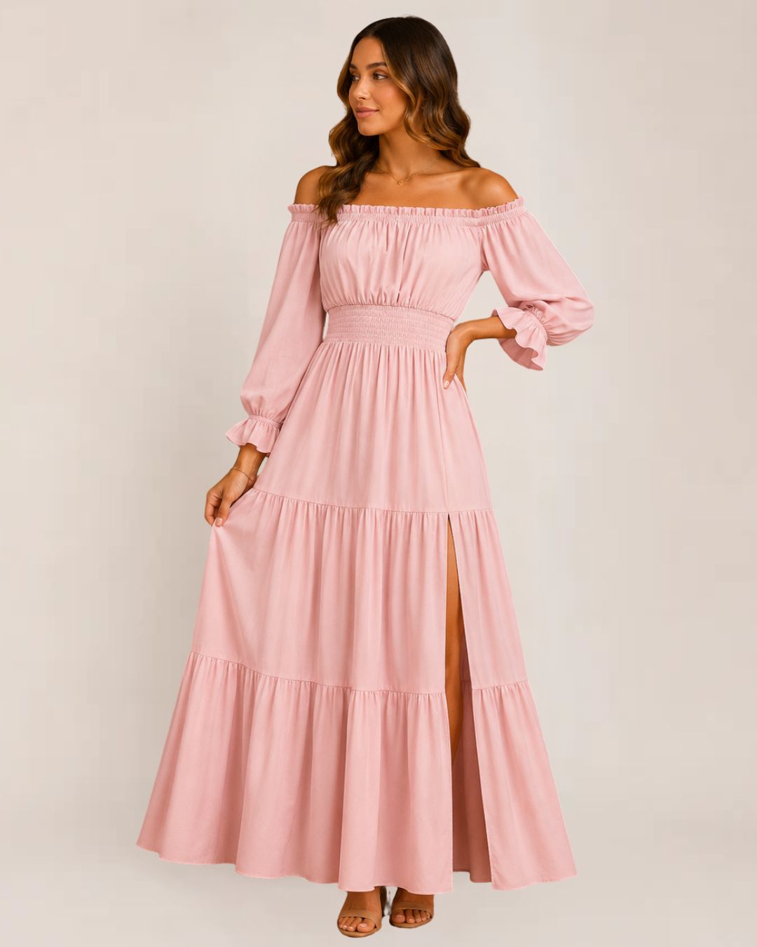 Luxe Lexie Dress | Off-Shoulder Tiered Maxi Summer Dress for Wedding Guests