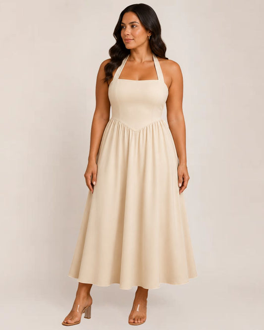 Windsor Women's Summer Dress | Halter Neck, A-Line, Available in White and Black