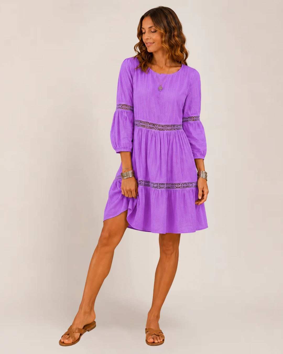 Orlie Sundress | Tiered 3/4 Sleeve, Flowy White Dress for Summer & Wedding Guests, Plus Size Available