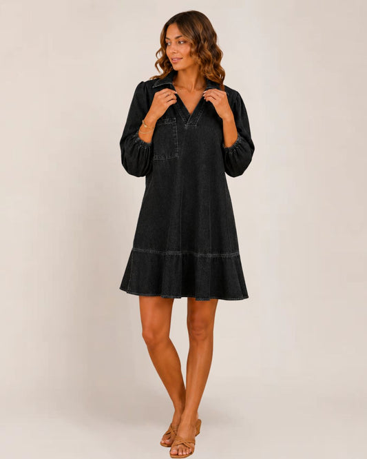 Ravine Babydoll Dress | Relaxed V-Neck Denim, Flattering Summer Style