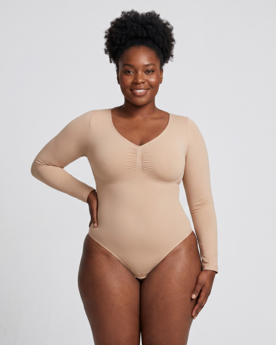 Long Sleeve Gathered Bodysuit | Women's Fashion Top