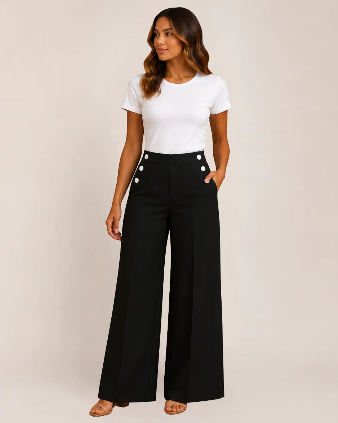 Cleo Wide Leg Trousers | Stretchable Comfort Fit, Flattering Drape