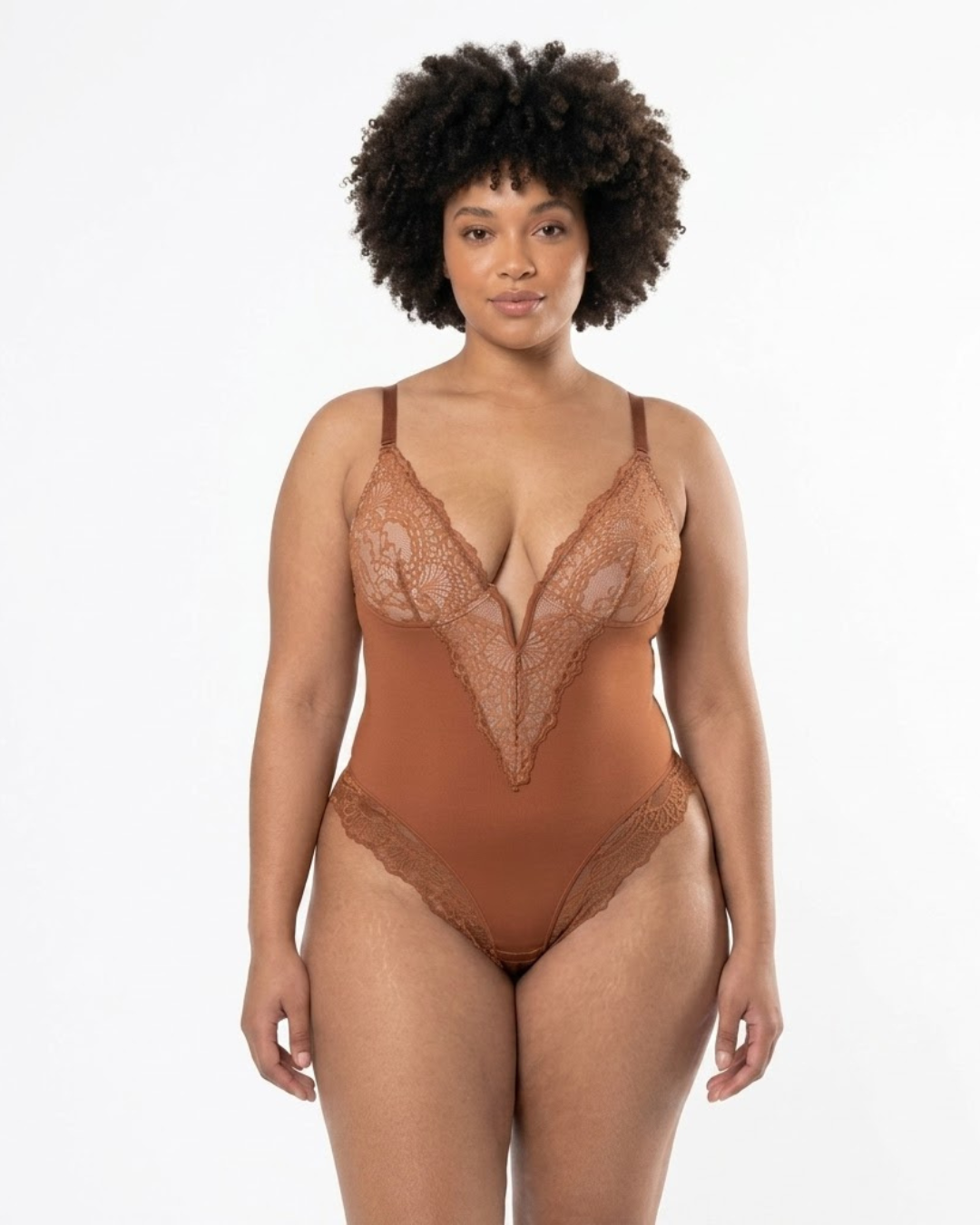 Vera Lace Bodysuit | V-Neck, Black Shapewear