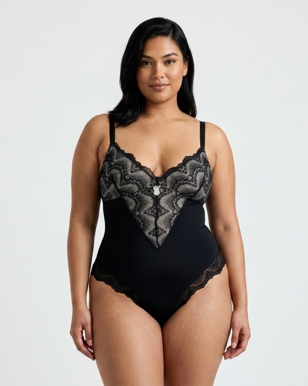 Haven Lace Bodysuit | Black, Compression Fit, Low-Back Design
