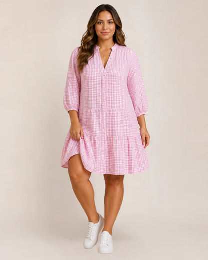 Garnet Mini Dress | Button Front, Ruffle Hem, Available in Black