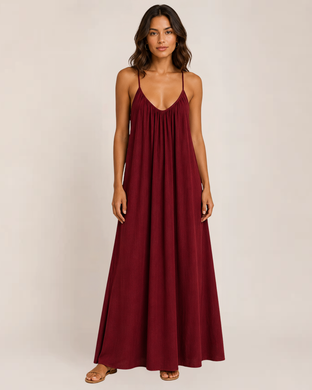 Brittany Maxi Dress | Flowy White Sleeveless Cami for Women