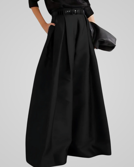 Sorella Black Maxi Skirt-Pants | High Waist, A-Line Fit, Breathable Fabric