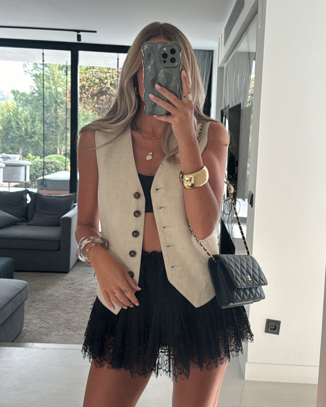 Aura Black Mini Skirt | Lace Detailing, Flattering Silhouette