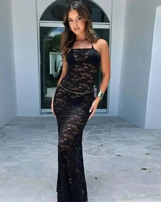 Ava Lace Two Piece Set | Strapless Crop Top & Midi Skirt for Summer Parties