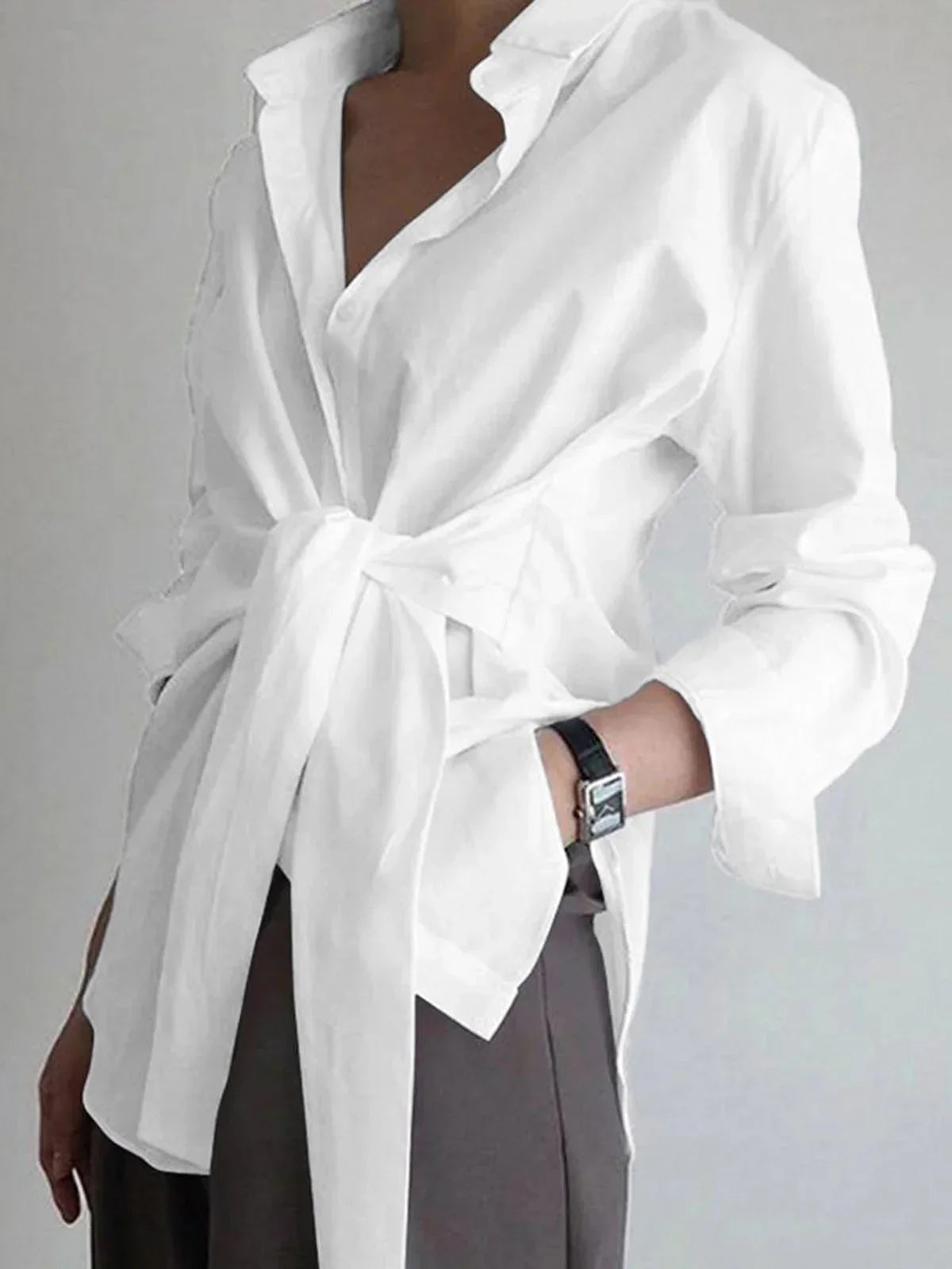 Wanda Blouse | Oversized, Adjustable Tie Belt, Long Sleeves 0